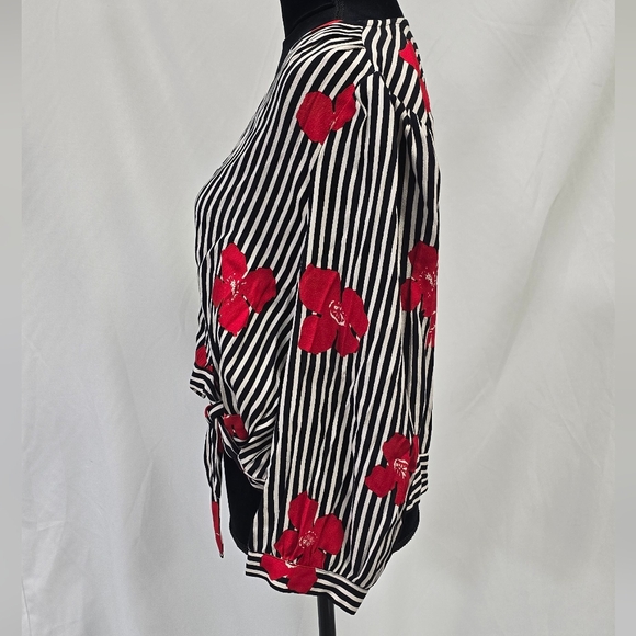 Madewell women striped wrap top candied orchids floral romantic valentine - Picture 5 of 9